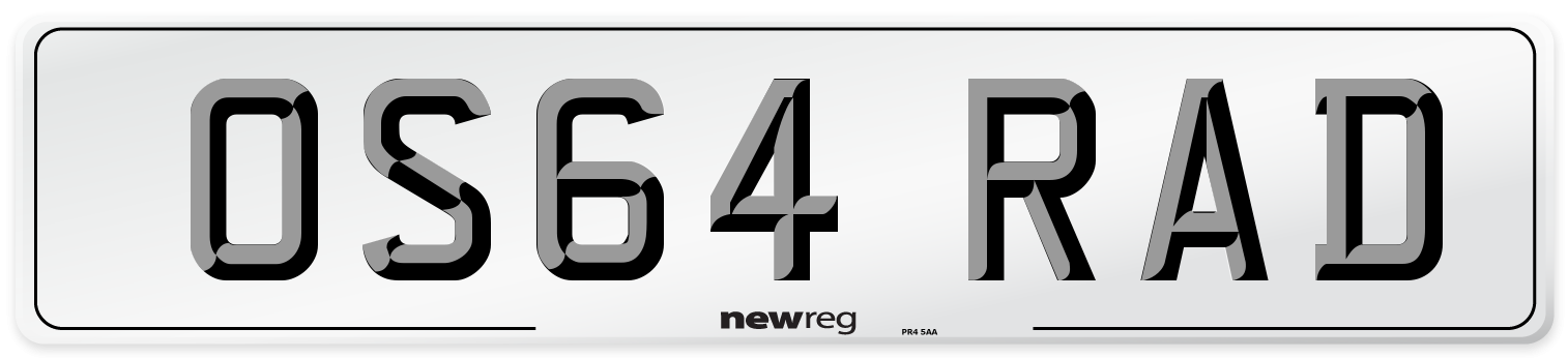 OS64 RAD Number Plate from New Reg